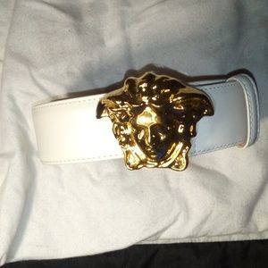 White Versace belt